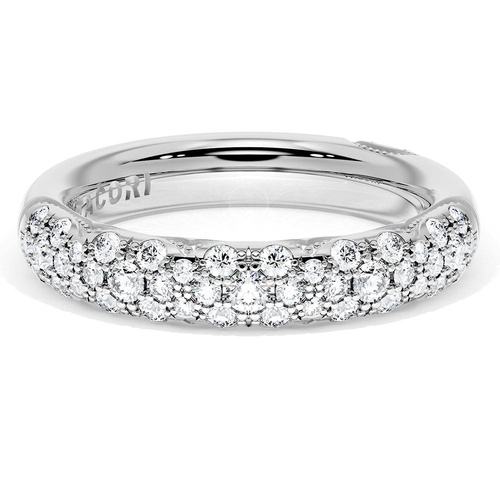 French Pavé Diamond Wedding Band, 4mm