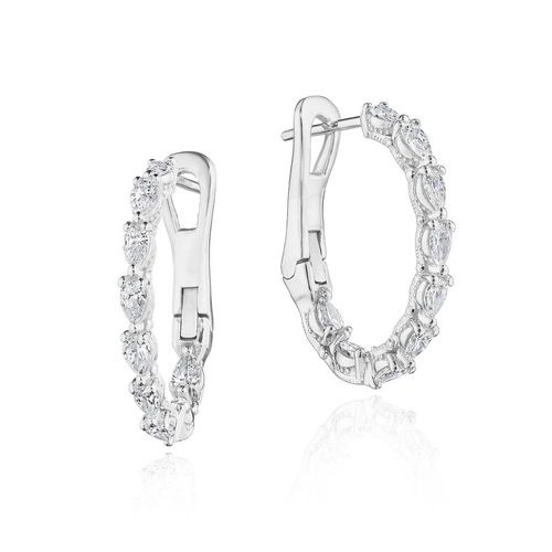 Pear Diamond Hoop Earrings in 18kt White Gold