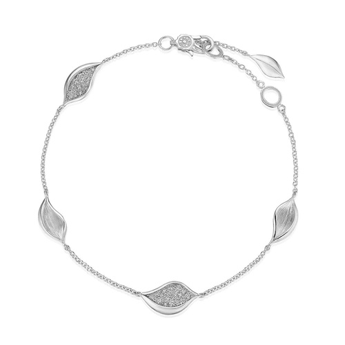 Petal Diamond Pavé Station Bracelet in 18kt White Gold