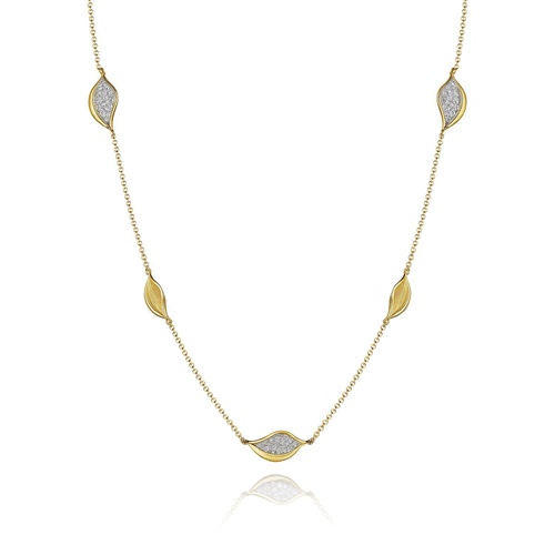 Petal Diamond Pavé Station 18 Necklace in 18kt Yellow Gold