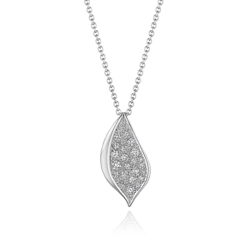 Petal Diamond Pavé Lariat Pendant in 18kt White Gold