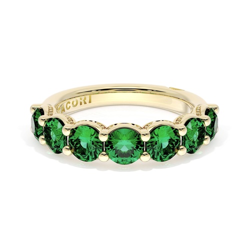Round Cut Emerald Eternity Band in 18kt Yellow Gold