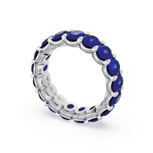 Oval Cut Blue Sapphire Eternity Band in 18kt White Gold