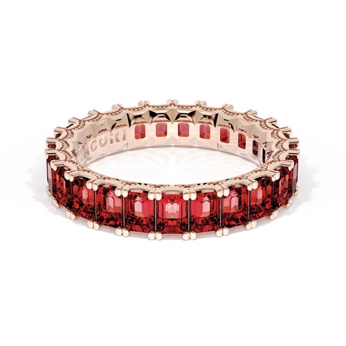Emerald Cut Ruby Eternity Band in 18kt Rose Gold