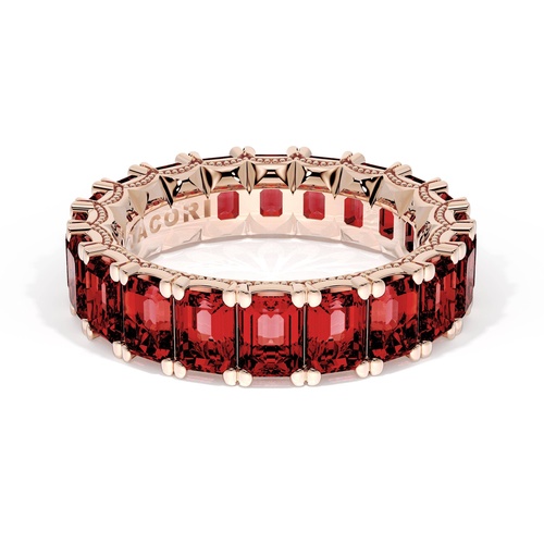 Emerald Cut Ruby Eternity Band in 18kt Rose Gold