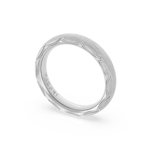 Brushed Finish Wedding Band in 18kt White Gold