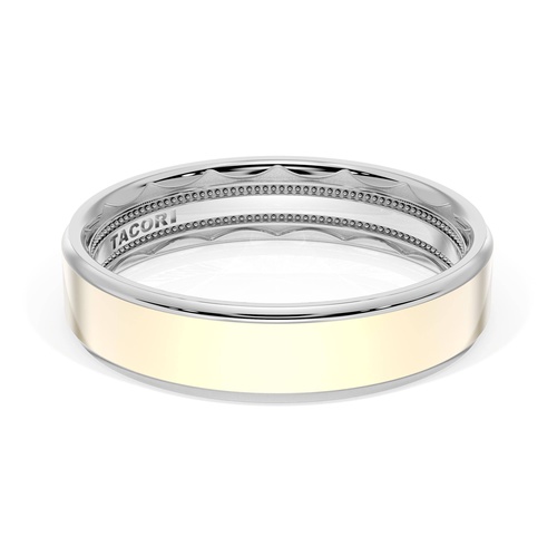Flat High Polish Finish Wedding Band in 18kt White Gold & 18kt Yellow Gold