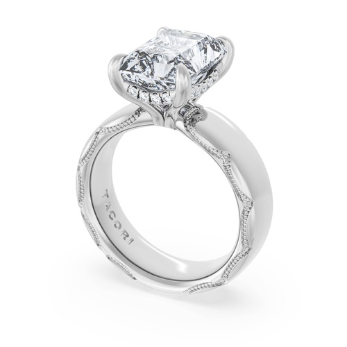 Radiant Solitaire Cigar Band Engagement Ring