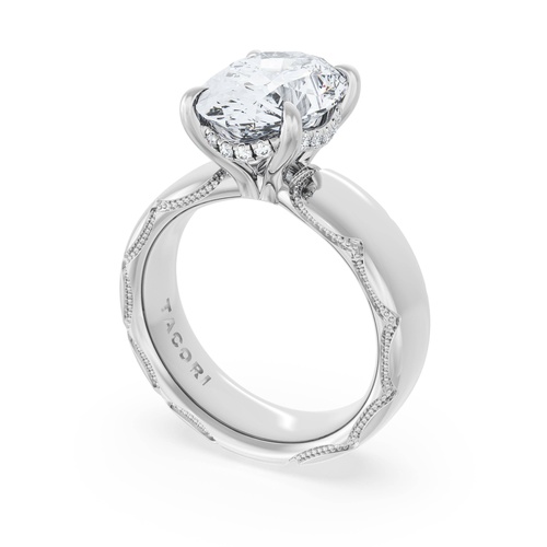 Oval Solitaire Cigar Band Engagement Ring