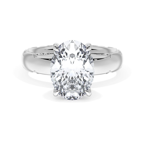 Oval Solitaire Cigar Band Engagement Ring