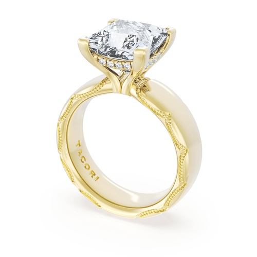 Princess Solitaire Cigar Band Engagement Ring