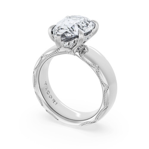Pear Solitaire Cigar Band Engagement Ring