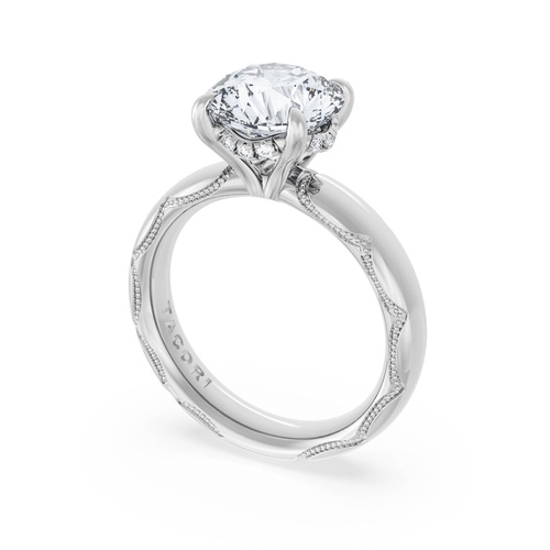 Round Solitaire Cigar Band Engagement Ring