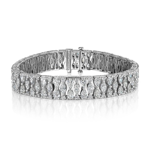 Geometric Tennis Bracelet in Platinum