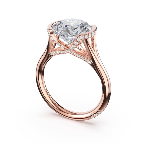 Round East-West Semi Bezel Solitaire Engagement Ring in 18kt Rose Gold