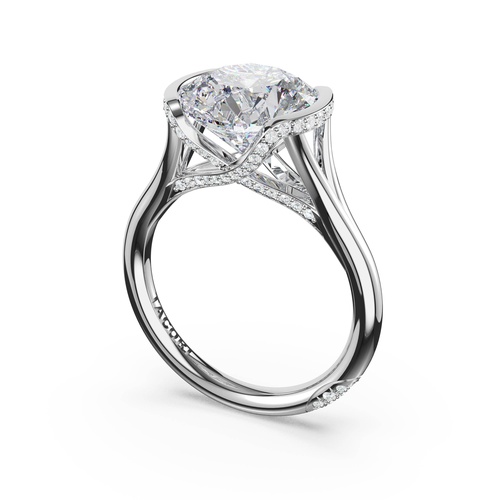 Round East-West Semi Bezel Solitaire Engagement Ring in Platinum