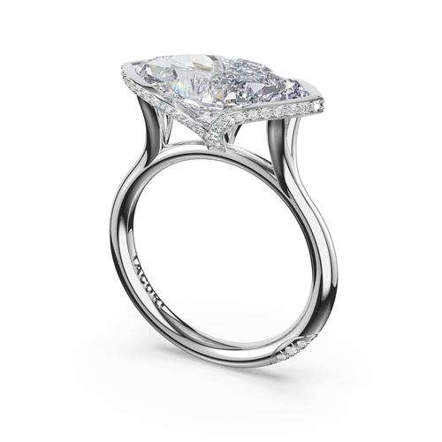 Marquise East-West Semi Bezel Solitaire Engagement Ring in Platinum