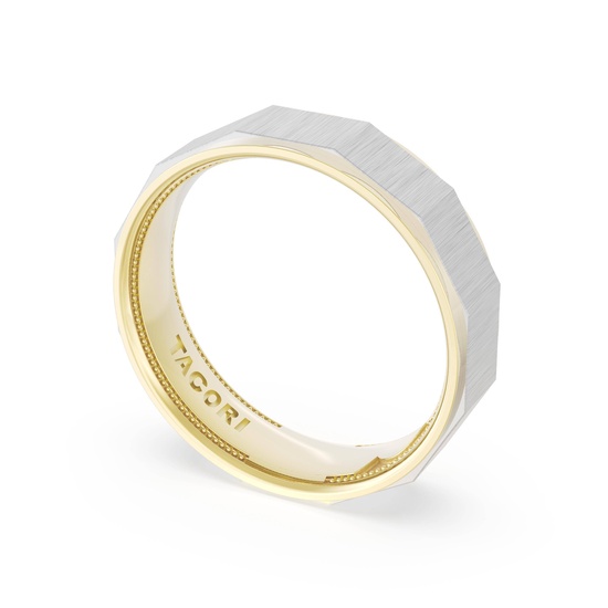 Flat Satin Finish Wedding Band in Platinum & 18kt Rose Gold