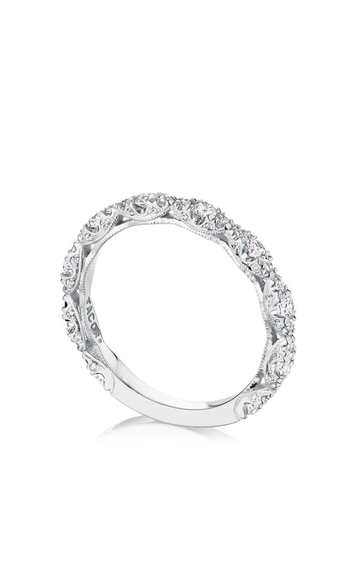 Petite Crescent Wedding and RoyalT Wedding 14K White Gold Wedding Band HT2558B34FW