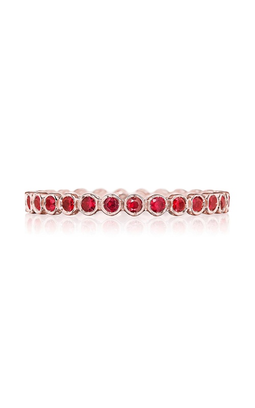 Round Bezel Droplet Wedding Band with Ruby