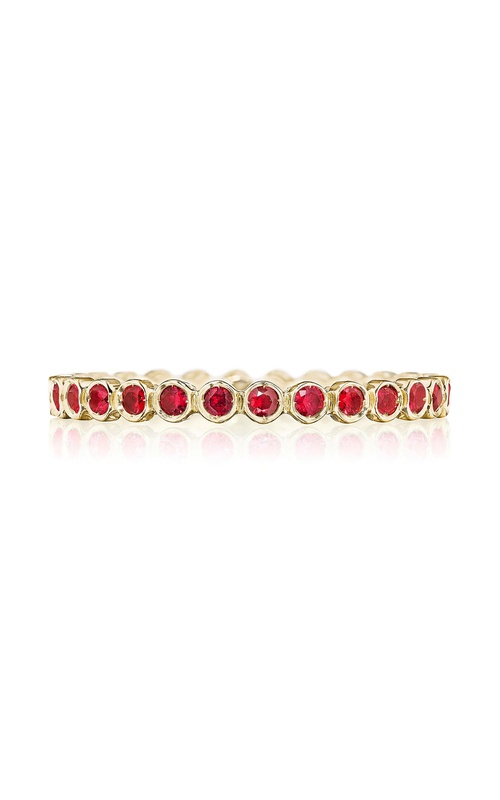Round Bezel Droplet Wedding Band with Ruby