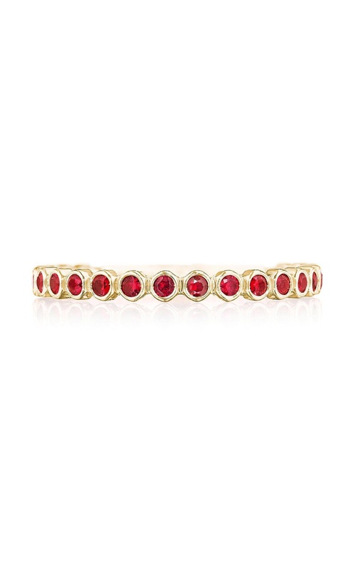 Round Bezel Droplet Wedding Band with Ruby