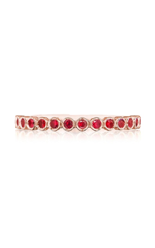 Round Bezel Droplet Wedding Band with Ruby