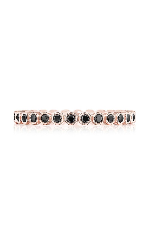 Round Bezel Droplet Wedding Band with Black Diamond