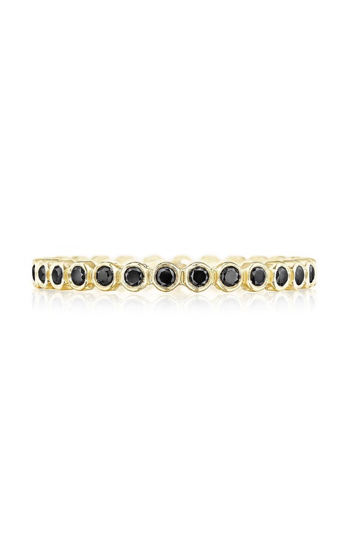 Round Bezel Droplet Wedding Band with Black Diamond