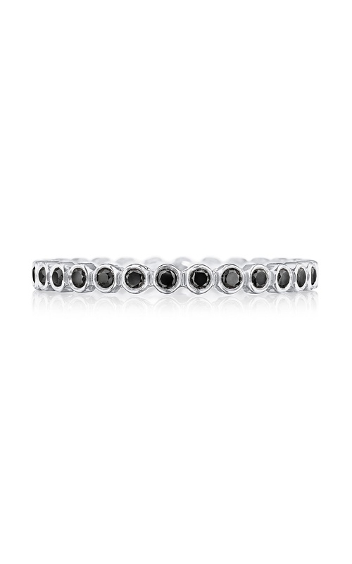 Round Bezel Droplet Wedding Band with Black Diamond