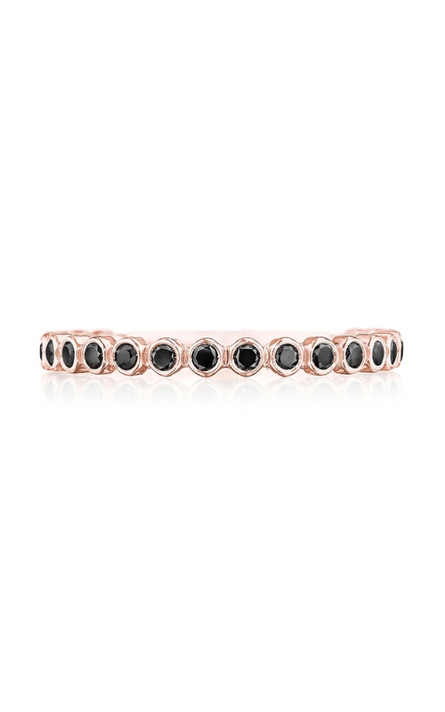 Round Bezel Droplet Wedding Band with Black Diamond