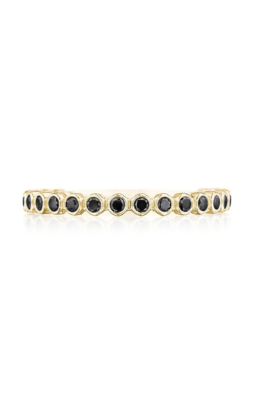 Round Bezel Droplet Wedding Band with Black Diamond