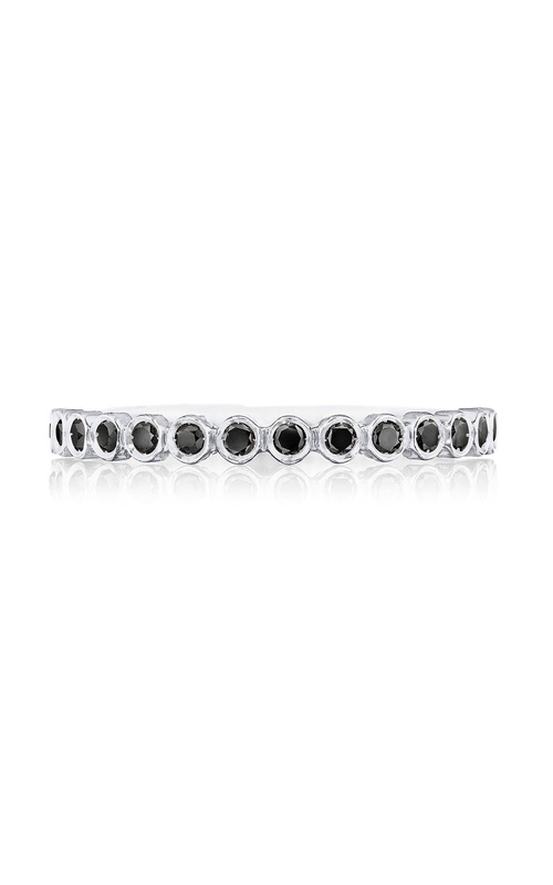 Round Bezel Droplet Wedding Band with Black Diamond