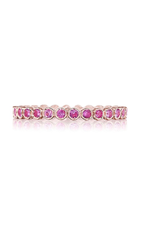 Round Bezel Droplet Wedding Band with Pink Sapphire