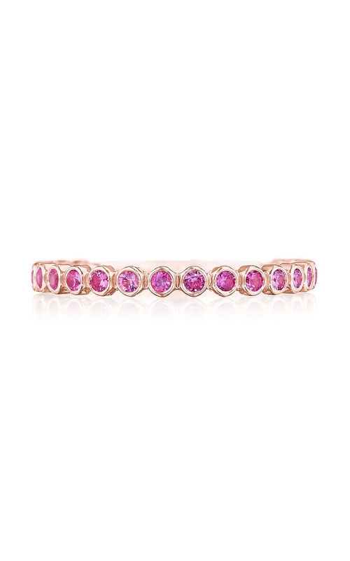 Round Bezel Droplet Wedding Band with Pink Sapphire