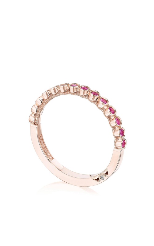 Round Bezel Droplet Wedding Band with Pink Sapphire