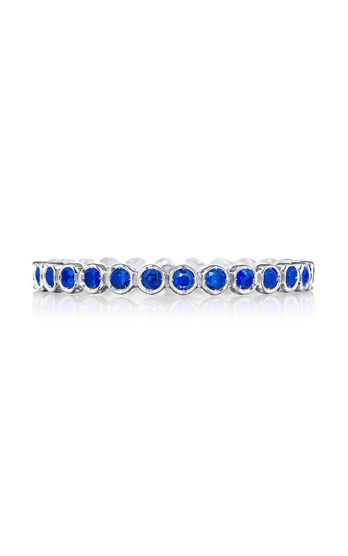 Round Bezel Droplet Wedding Band with Sapphire