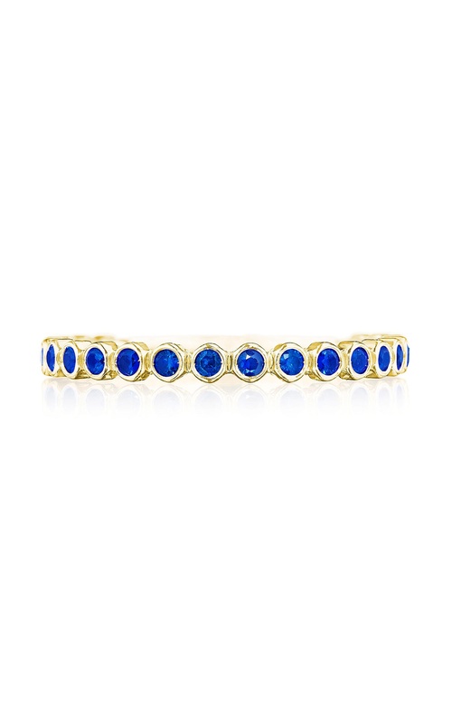 Round Bezel Droplet Wedding Band with Sapphire