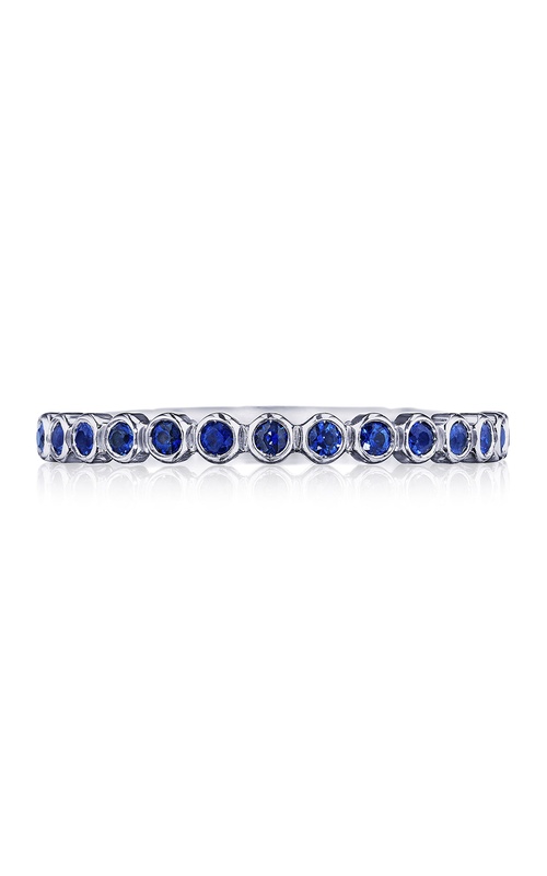Round Bezel Droplet Wedding Band with Sapphire
