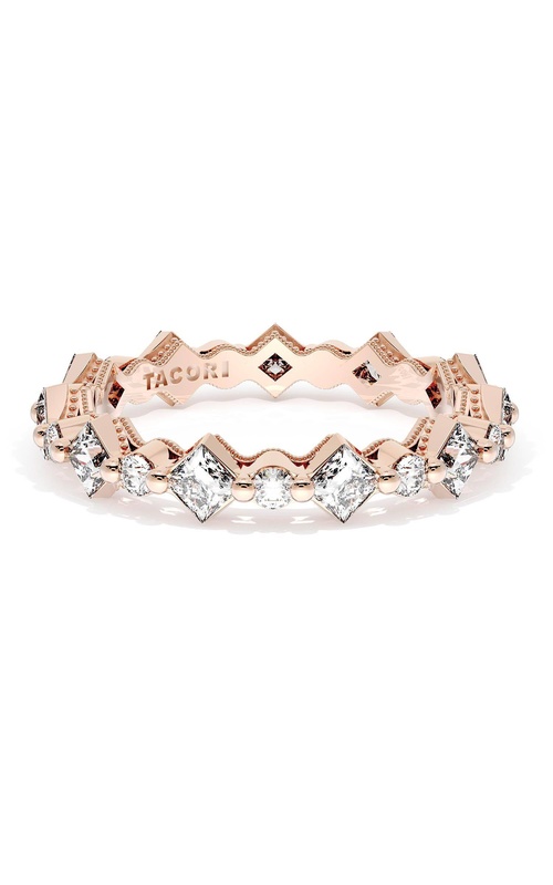 Carré and Round Diamond Wedding Band, 4.00mm