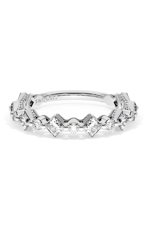 Carré and Round Diamond Wedding Band, 4.00mm