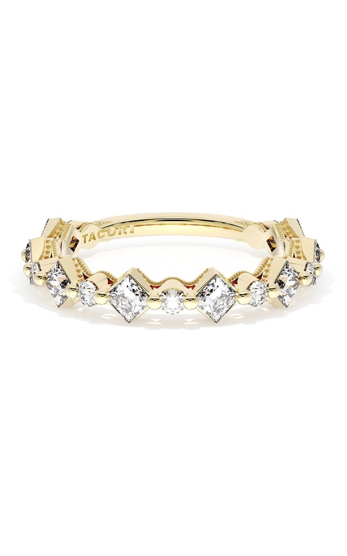 Carré and Round Diamond Wedding Band, 4.00mm
