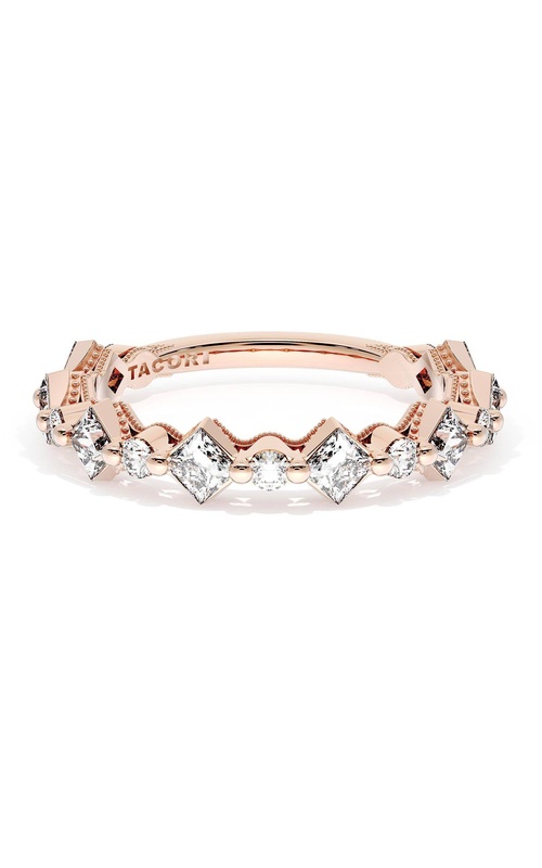 Carré and Round Diamond Wedding Band, 4.00mm
