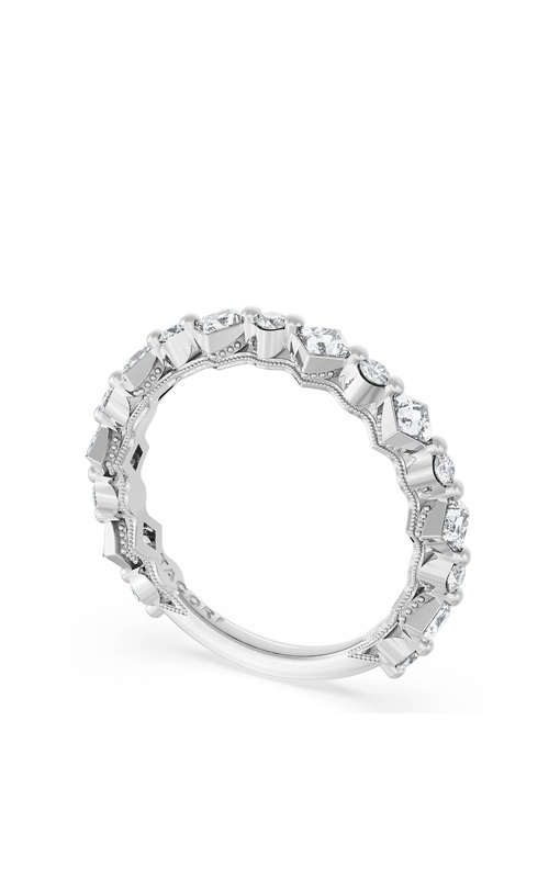 Carré and Round Diamond Wedding Band, 4.00mm