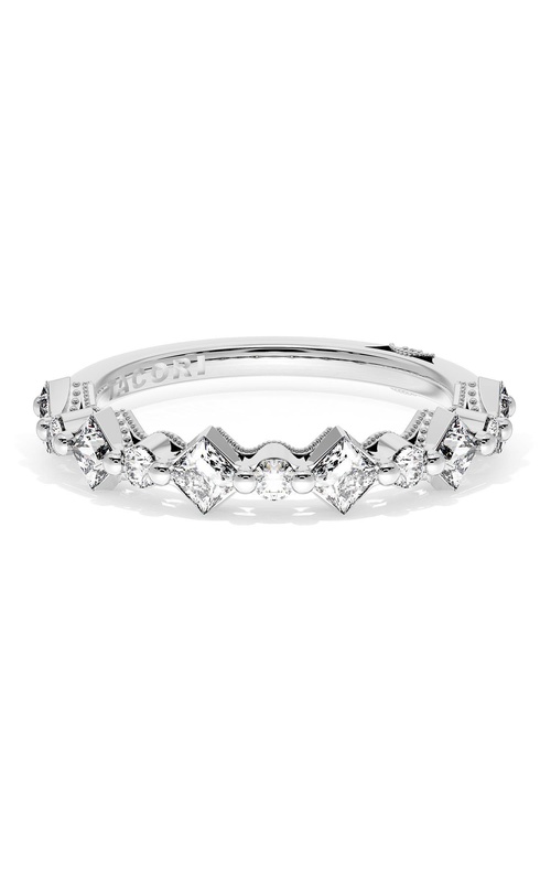Carré and Round Diamond Wedding Band, 4.00mm
