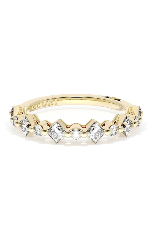 Carré and Round Diamond Wedding Band, 4.00mm