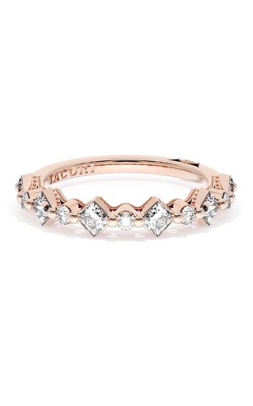Carré and Round Diamond Wedding Band, 4.00mm
