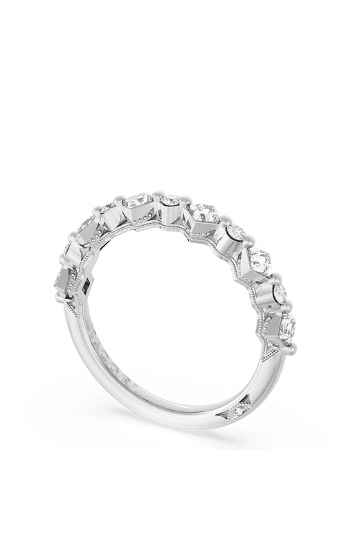 Carré and Round Diamond Wedding Band, 4.00mm