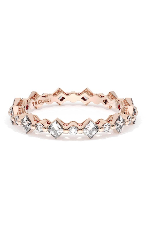 Carré and Round Diamond Wedding Band, 3.70mm