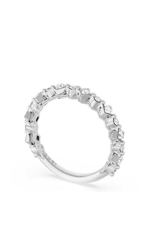 Carré and Round Diamond Wedding Band, 3.70mm